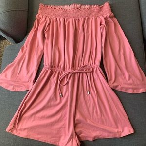 Pink off the shoulder romper